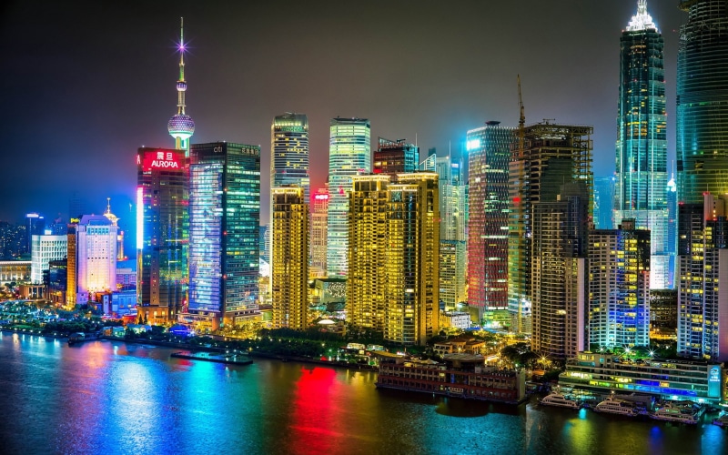 1080P, Buildings, China, Skyscrapers, Shanghai, Night, City, River