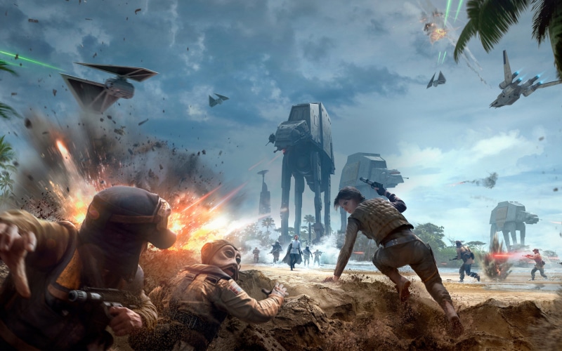 sky, conflict, battlefront, fighting, Rogue One: A Star Wars Story, group of people, weapon, group, people, outdoors, real people, men, war, nature