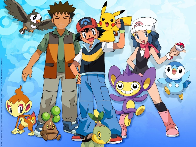 Bonsly (Pokémon), Chimchar (Pokémon), Piplup (Pokémon), Turtwig (Pokémon), Aipom (Pokemon), Dawn (Pokémon), Ash (Pokémon), Brock (Pokémon), Starly (Pokémon)