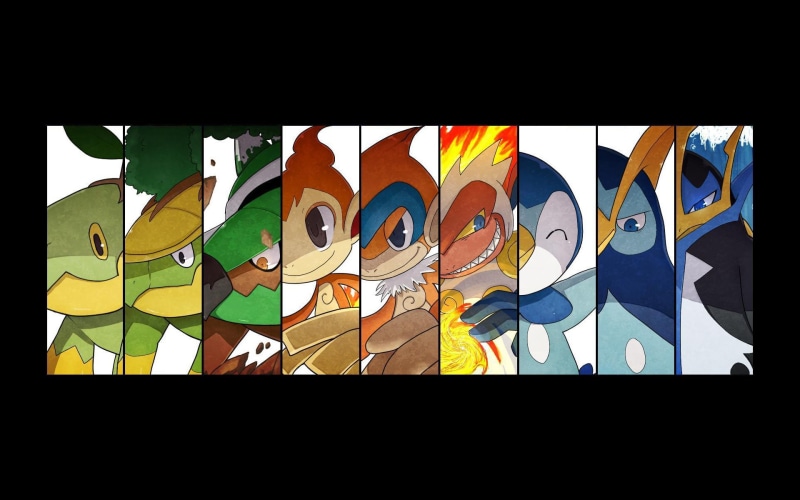 cartoon/comic, hd, grotle, torterra, piplup, chimchar, turtwig, monferno, pokemon, infernape, 1080P, prinplup, empoleon