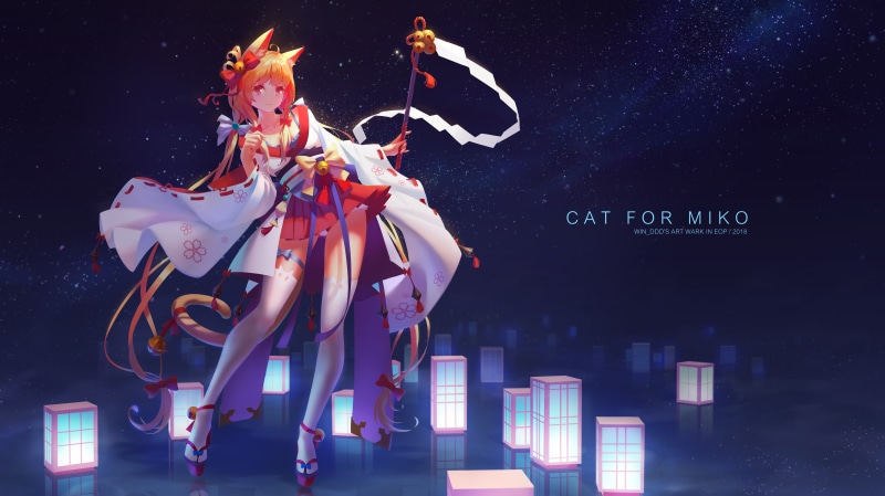 studio shot, dancing, miko, creativity, cat ears, occupation, festival, nature, neko ears, 5K, celebration, arts culture and entertainment, anime girls