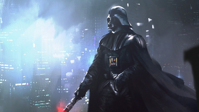 Anakin Skywalker, Sith, lightsaber, science fiction, artwork, helmet, 1080P, Star Wars, cape, villains, Darth Vader