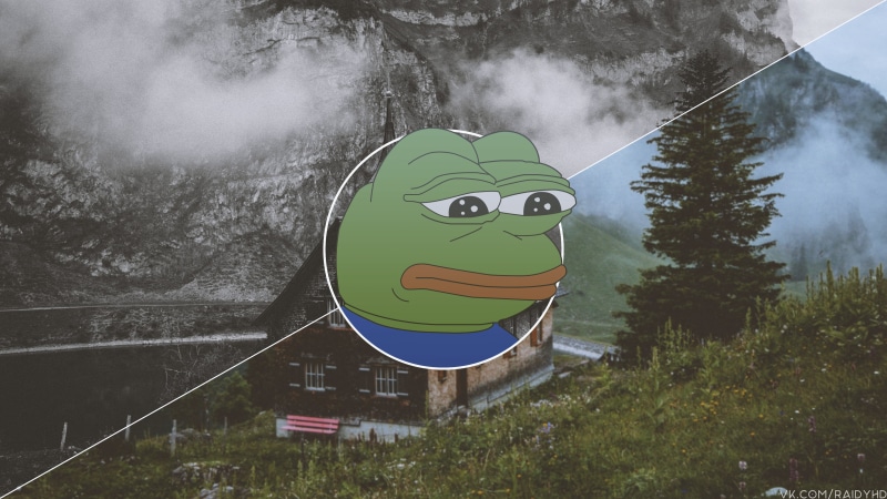 frog, Pepe (meme), picture-in-picture, 4K, trees