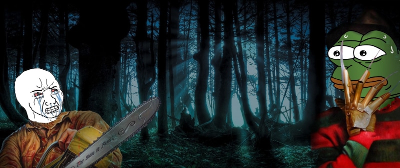 nature, tree trunk, Halloween, people, skeleton, Freddy Krueger, real people, night, ultrawide, human skeleton, 2K, representation, tree, illuminated