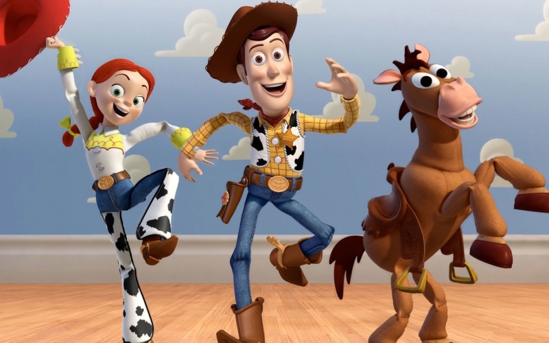 holding, celebration, human representation, people, sky, Woody (Toy Story), women, Toy Story 3, arts culture and entertainment, humor, standing, Jessie (Toy Story)