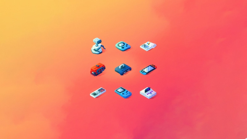 Icons, N64, robot, GameBoy Advance, Nintendo, Super Nintendo, Icon, video games, minimalism, illustration, 2K, Nintendo 64, Nintendo Switch, Nintendo Entertainment