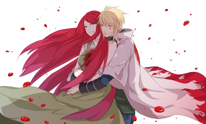 blood, wounds, Namikaze Minato, anime boys, anime girls, manga, anime, Naruto Shippuuden, Uzumaki Kushina, Hokage, 1080P