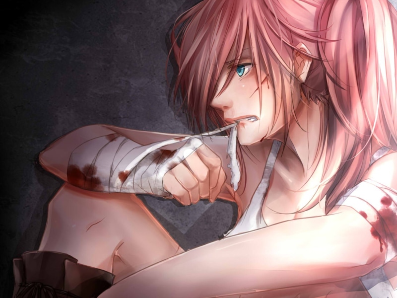blood, 720P, anime girls, wounds