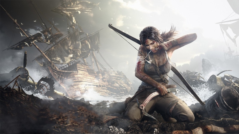 games, video, raider, artwork, lara croft, 1080P, woman, video games, ship, wounded, lara, croft, sailing, sailing ship, tomb raider, tomb, bow
