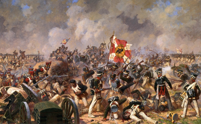 sky, fighting, 4K, day, people, crowd, water, real people, india, the French, cultures, wounded, asia, banner, military, Averyanov, the fight for Bagrations fleches