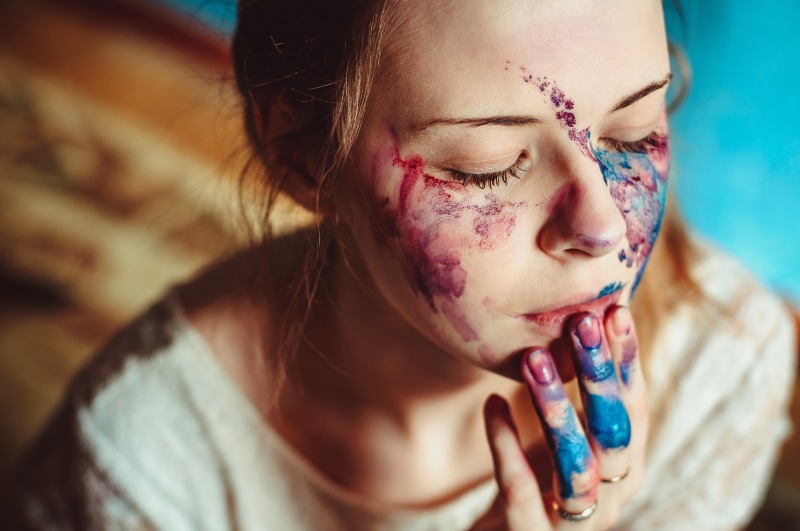 teenager, blood, make-up, physical injury, Mo, one person, headshot, 4K, wound, portrait, adult, women, momorozov, brunette, focus on foreground, young women