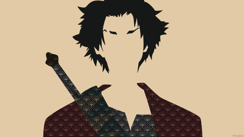 adult, Mugen, bird, Samurai Champloo, nature, portrait, studio shot, art and craft, 2K, anime, human body part, colored background, creativity, digital composite