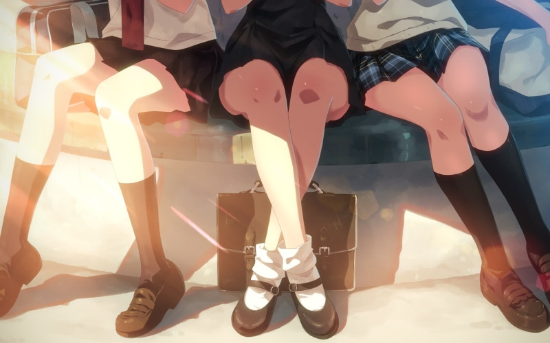 socks, skirt, fashion, human leg, human body part, group of people, bag, shoe, people, ballet shoe, real people, anime girls, adult, low section, 1080P