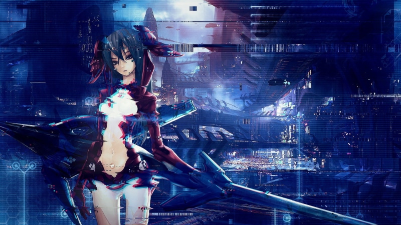 anime, hairstyle, connection, holding, clothing, young adult, sword, beautiful woman, beauty, young women, portrait, character, standing, one person