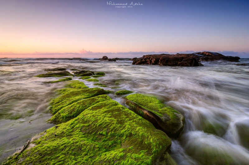 outdoors, flowing, sea, color, sky, sunset, landscape, coastline, body, 4K, wave, blue, RGB, dusk, sabah, under the blue sky, rock - Object, nature, water