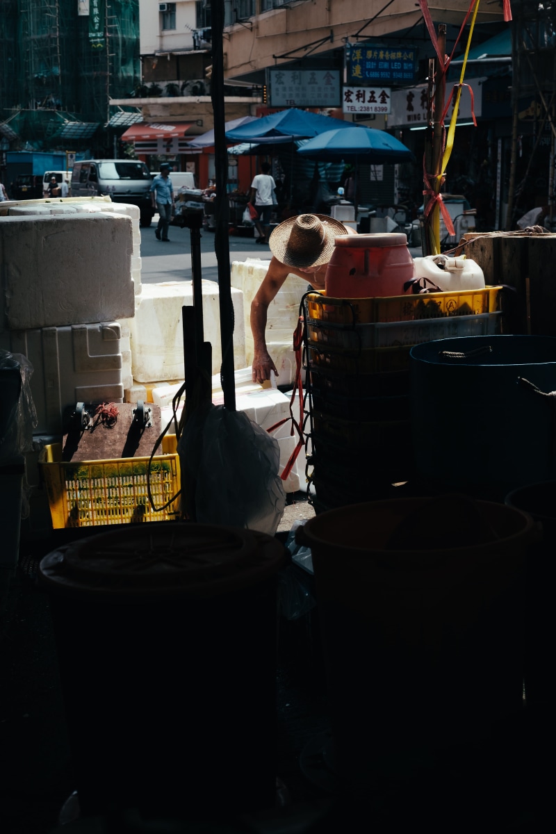 holding, urban, street, color, sunshade, city, building exterior, architecture, tourist, occupation, standing, brown, umbrella, men, fuji, rear view, travel photography