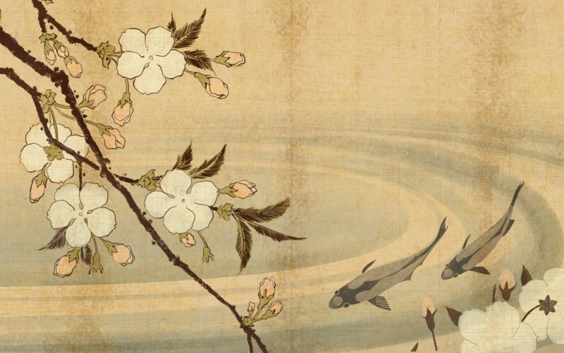 flower, painting, dolphin, white, shogun ii, beige, ii, total war, digital art, total, 1920x1200, war, 1080P, grey, shogun