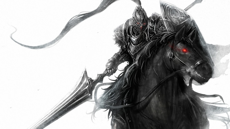 horned, animal themes, sword, mammal, horse, indoors, armor, domestic animals, pets, holding, simple background, digital art, warrior, animal body part