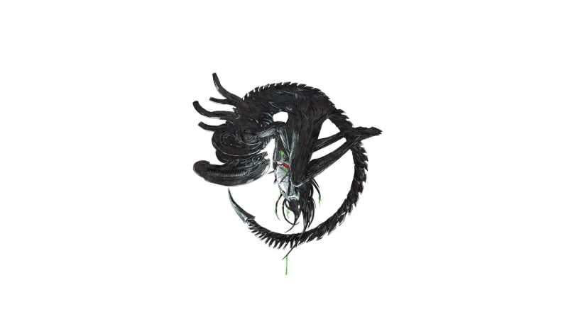 Alien vs. Predator, simple background, 1080P, illustration, digital art, predator (creature), artwork, Alien (movie), Chun Lo, minimalism, white background