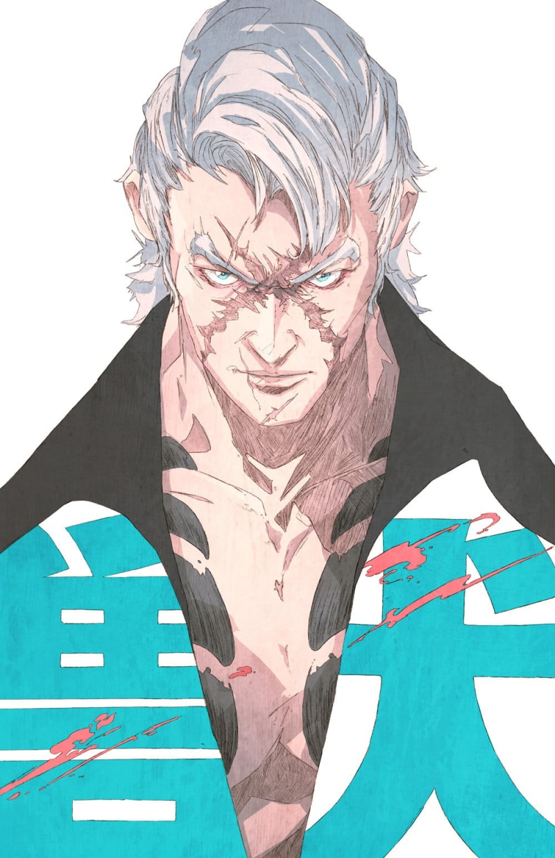 yakuza, gangster, white hair, Killer, Chun Lo, artwork, 720P, tattoo, simple background