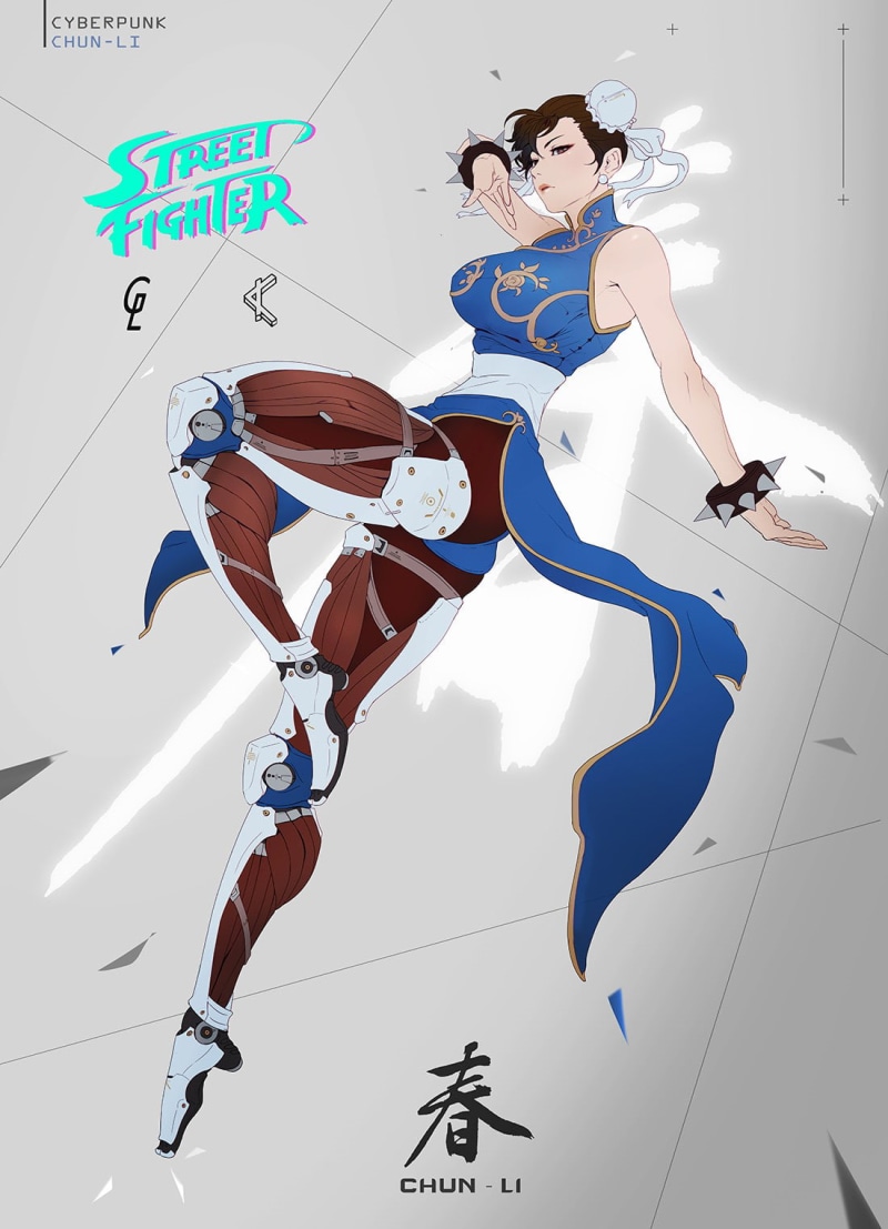 vitality, artwork, Street Fighter, sports uniform, two people, casual clothing, athlete, cyberpunk, sitting, cyborg, indoors, anime girls, full length