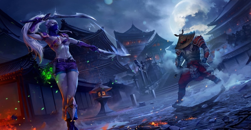 samurai, Juggernaut Wars, night, Japan, girl, warrior, the moon, 1080P, sword, elf, katana, the full moon