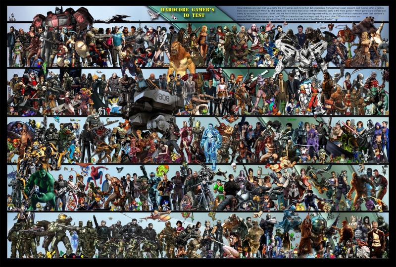 collage, large group of objects, Ryu (Street Fighter), group of people, Crysis, backgrounds, women, men, variation, Overlord, The Simpsons, The Legend of Zelda