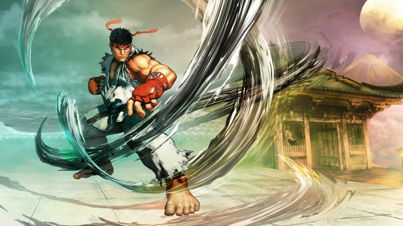 Street Fighter, outdoors, craft, nature, reflection, table, video games, glass, painted, creativity, digital composite, painted image, male likeness, 2K