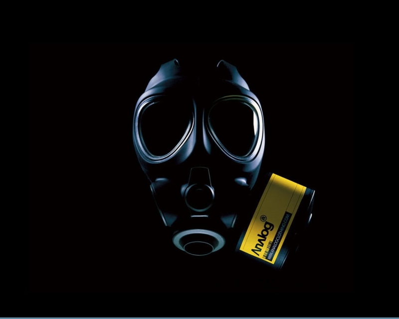 metal, studio shot, reflection, still life, close-up, Gas Mask, no people, directly above, Sci Fi, copy space, group of objects, number, shape, indoors