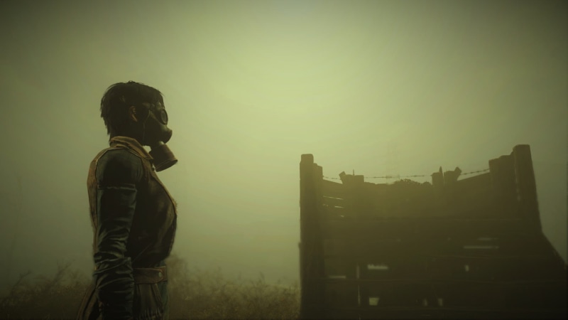gas, built structure, real people, one person, person, young men, gas masks, silhouette, 1080P, Fallout 4, men, mask, nature, building exterior