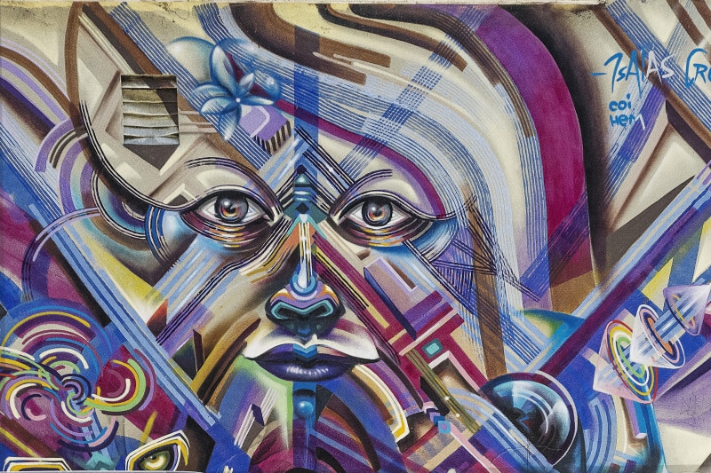 pattern, creativity, 4K, no people, painted, tagging, city, indoors, abstract, close-up, tags, representation, face, graffiti art, art, backgrounds, brick wall
