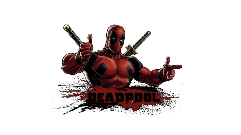 armed forces, male likeness, white background, people, still life, Deadpool, text, aggression, 1080P, toy, human representation, gun, studio shot, communication