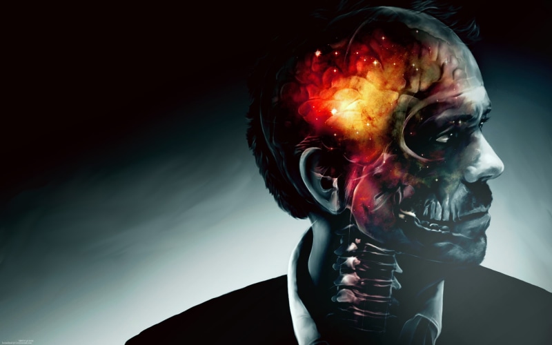 architecture, art, hd, houses, men, spine, md, x, brain, 1080P, Skulls, house