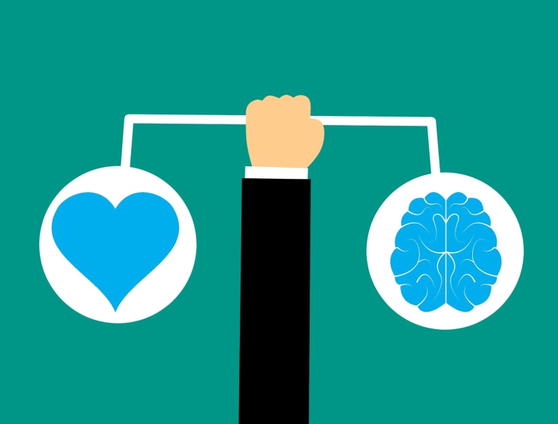 balance, brain, emotions, icon, green color, heart, sharing, feeling, positive emotion, comparison, brain icon, love, cartoon, hand, connection, sign, people