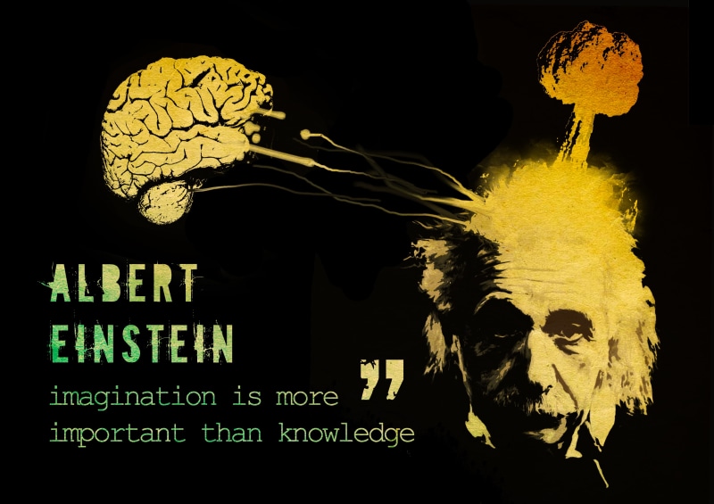 black background, art and craft, backgrounds, ideas, communication, illustration, albert, Albert Einstein, shape, yellow, the inscription, studio shot