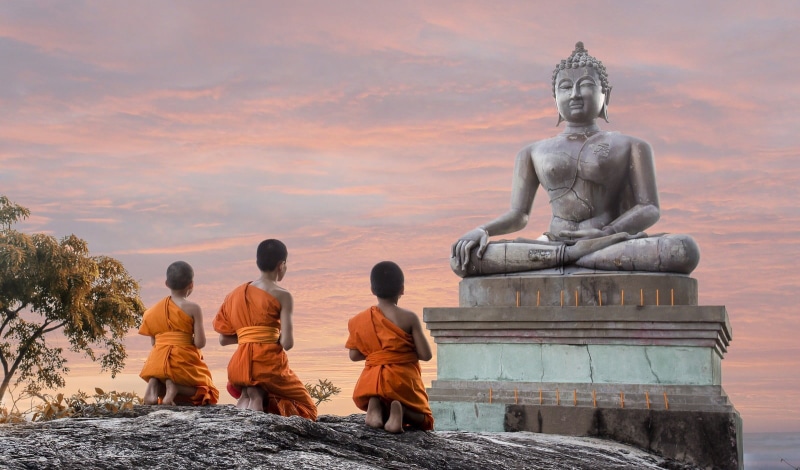 nature, architecture, cloud - sky, group of people, sky, 720P, spirituality, orange color, sculpture, human representation, Thailand, sitting, male likeness
