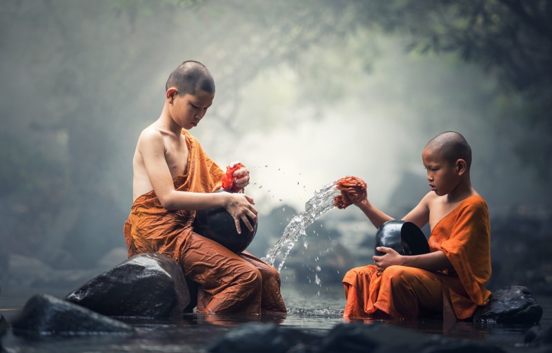 emotion, buddhism, culture, young adult, spiritual, two, rock, asia, faith, women, food and drink, adult, worship, golden, monument, sitting, bangkok, children
