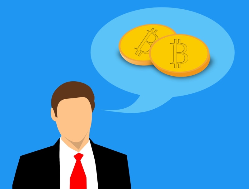 technology, men, business man, illustration, contemplation, business, digital composite, money, blue, businessman, business person, talking, colored background