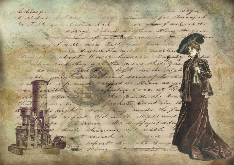 western script, steampunk, the background, text, scrapbook, a4, journal, paper, print, indoors, collage, paper steampunkowy, lady, letter, representation