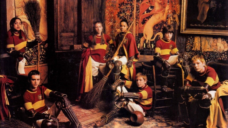 group, young adult, 720P, musician, adult, togetherness, boy, young men, performance, jersey, s, sitting, artist, group of people, red, yellow, Harry Potter