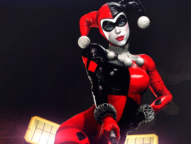 Harleen PCs, people, mask, harley, human representation, 2K, girl, quinn, toy, celebration, studio shot, indoors, art and craft, front view, clothing