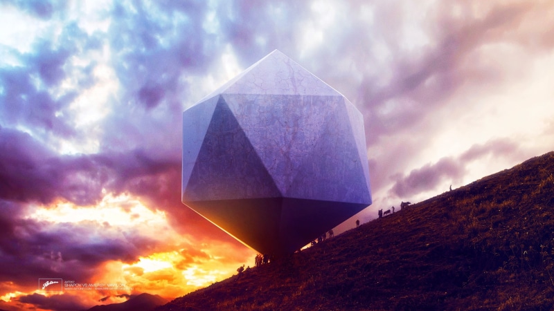 sunlight, creativity, pyramid shape, album covers, craft, outdoors, cloud - sky, mountain, no people, 2K, low angle view, Axtone, sunset, sunbeam, art and craft