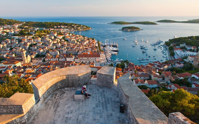 croatia, 1080P, city, fortress, sea, view, islands, bay, hvar, adriatic, beautiful