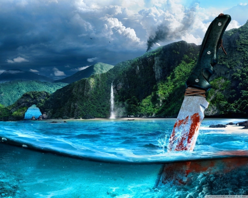 split view, Far Cry 3, video games, Far Cry, 720P, knife