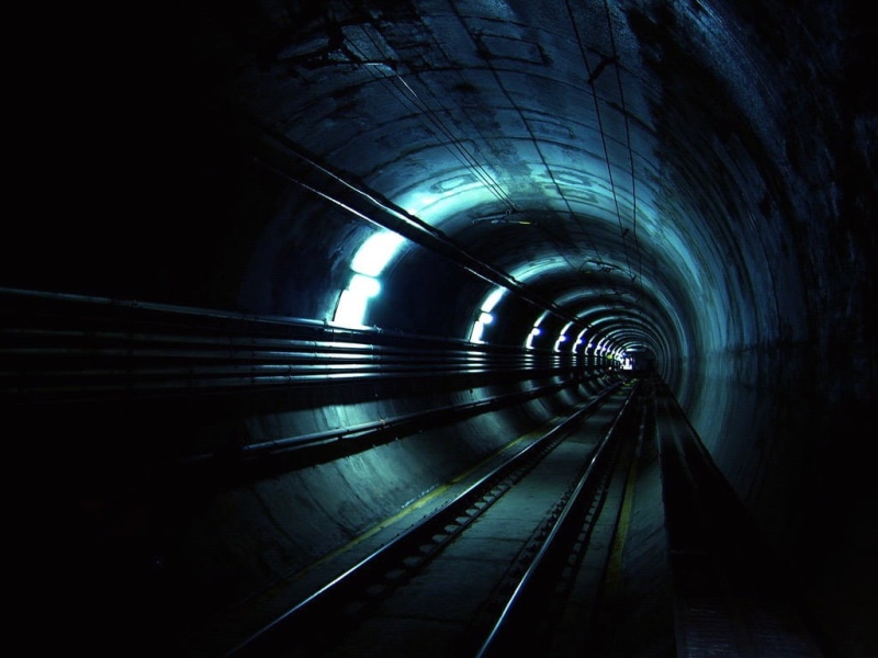 illuminated, subway, underground walkway, metro, the way forward, built structure, 480P, cyan, subway train, railroad track, long, train, transportation