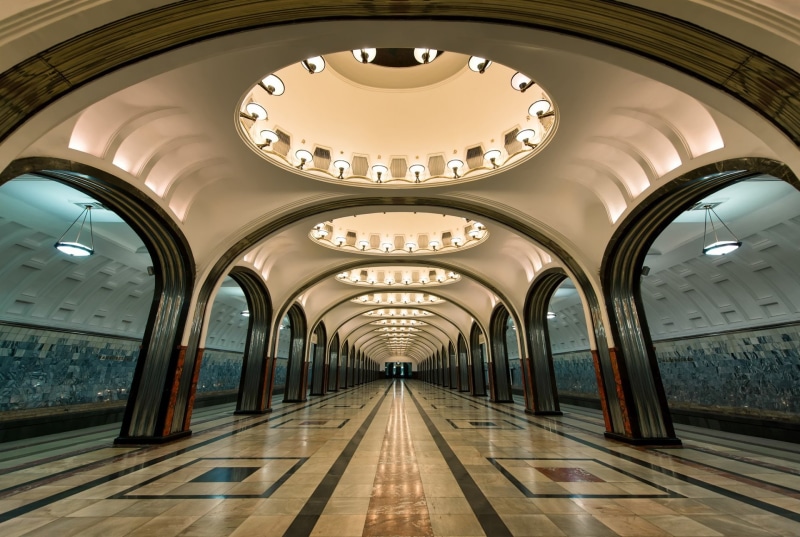 Station, public transportation, Tunnel, diminishing perspective, arch, direction, Railroad, Underground, Metro, Moscow, travel, incidental people, flooring