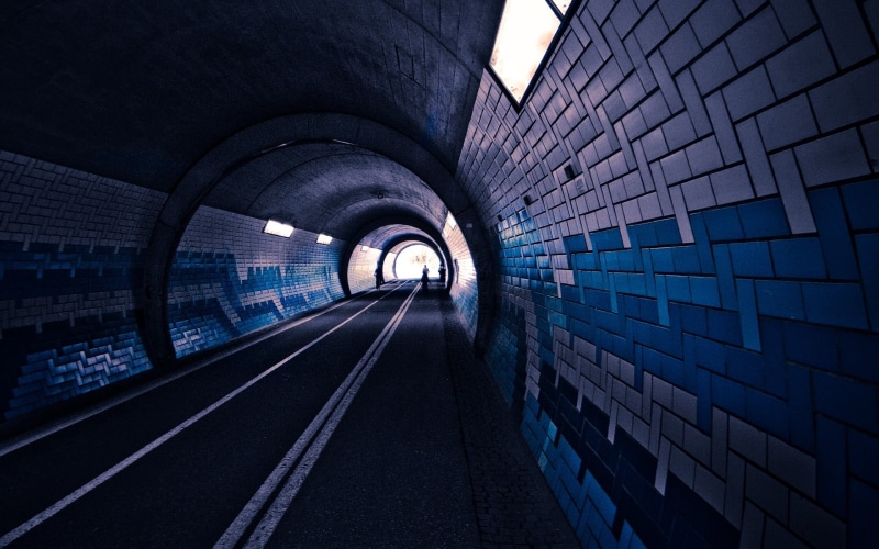 2K, light - Natural Phenomenon, brick, illustration, footpath, indoors, vanishing Point, public transportation, light at the end of the tunnel, empty