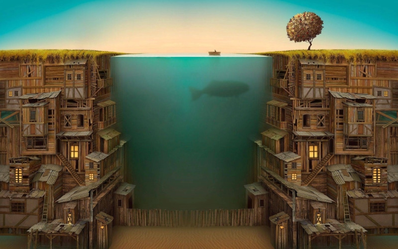 Jacek Yerka, 2K, split view