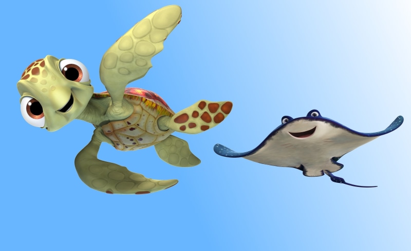animals, ocean floor, Disney, stingray, friends, hoof, turtle, happy, family, Nemo, water, Finding Dory, film, adventure, sea floor, friendship, movie