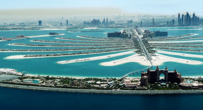 city, palm jumeirah, sea, jumeirah, palm, 2K, island, buildings, view, city view